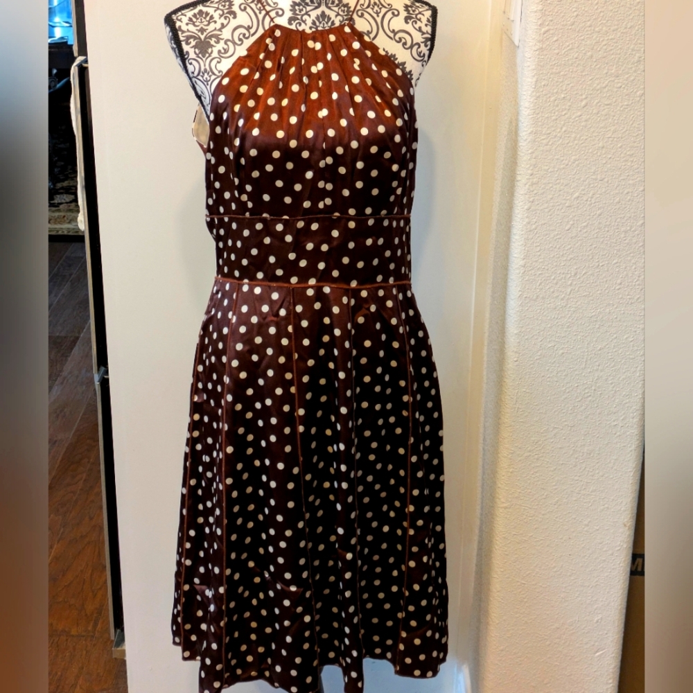 Gorgeous Brown polka dot halter dress